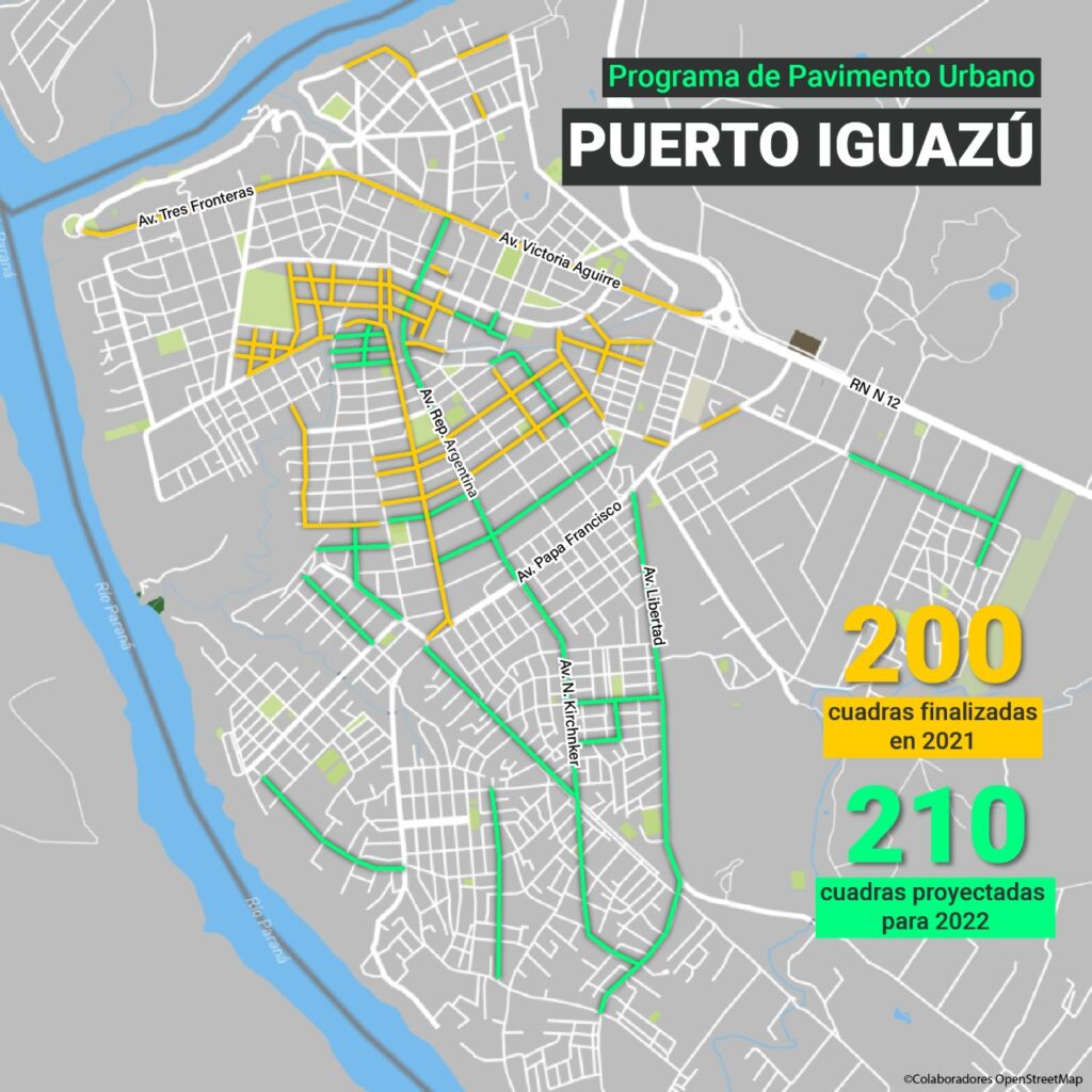 Vialidad Provincial pavimenta 200 cuadras más en 10 barrios de Puerto Iguazú